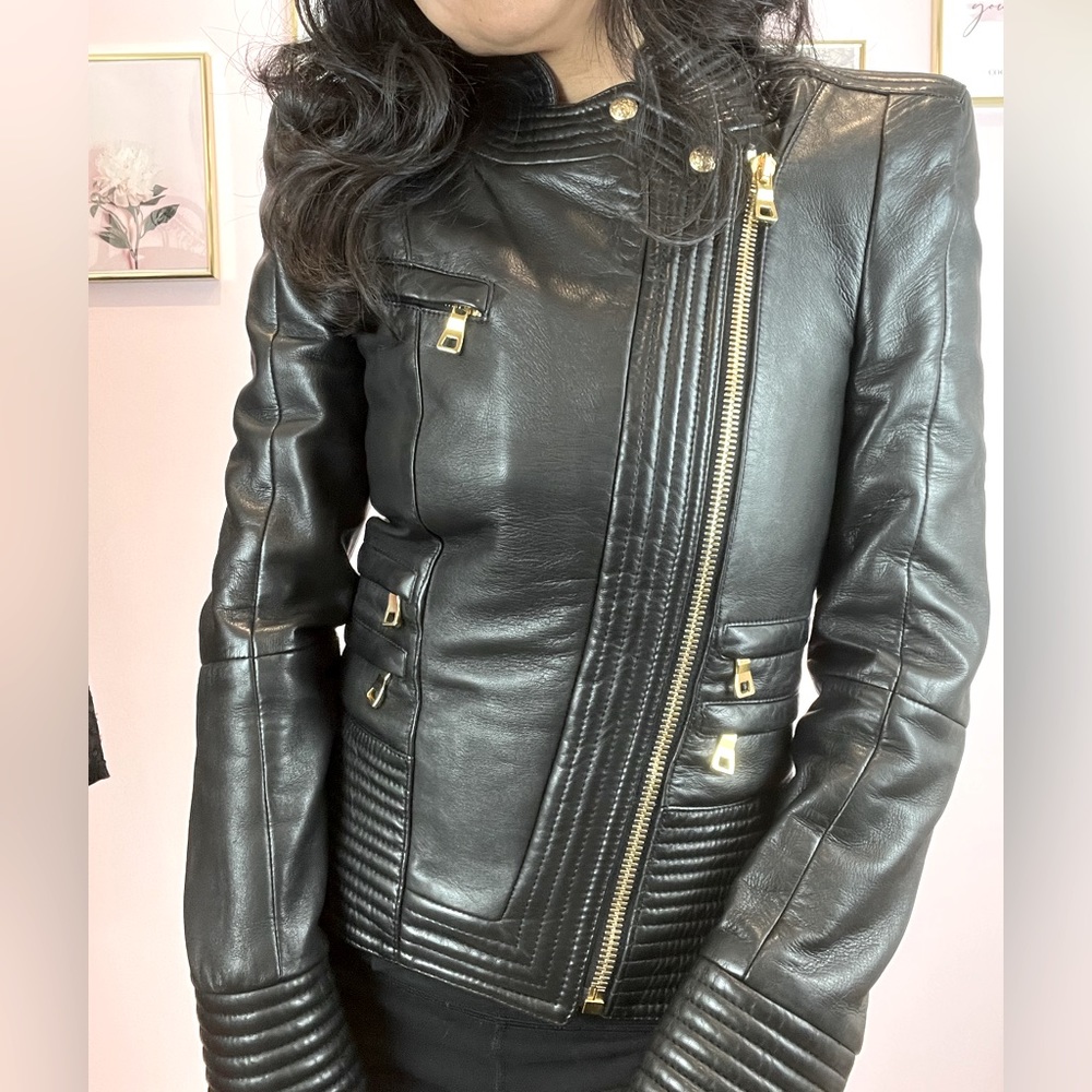 Balmain leather biker jacket